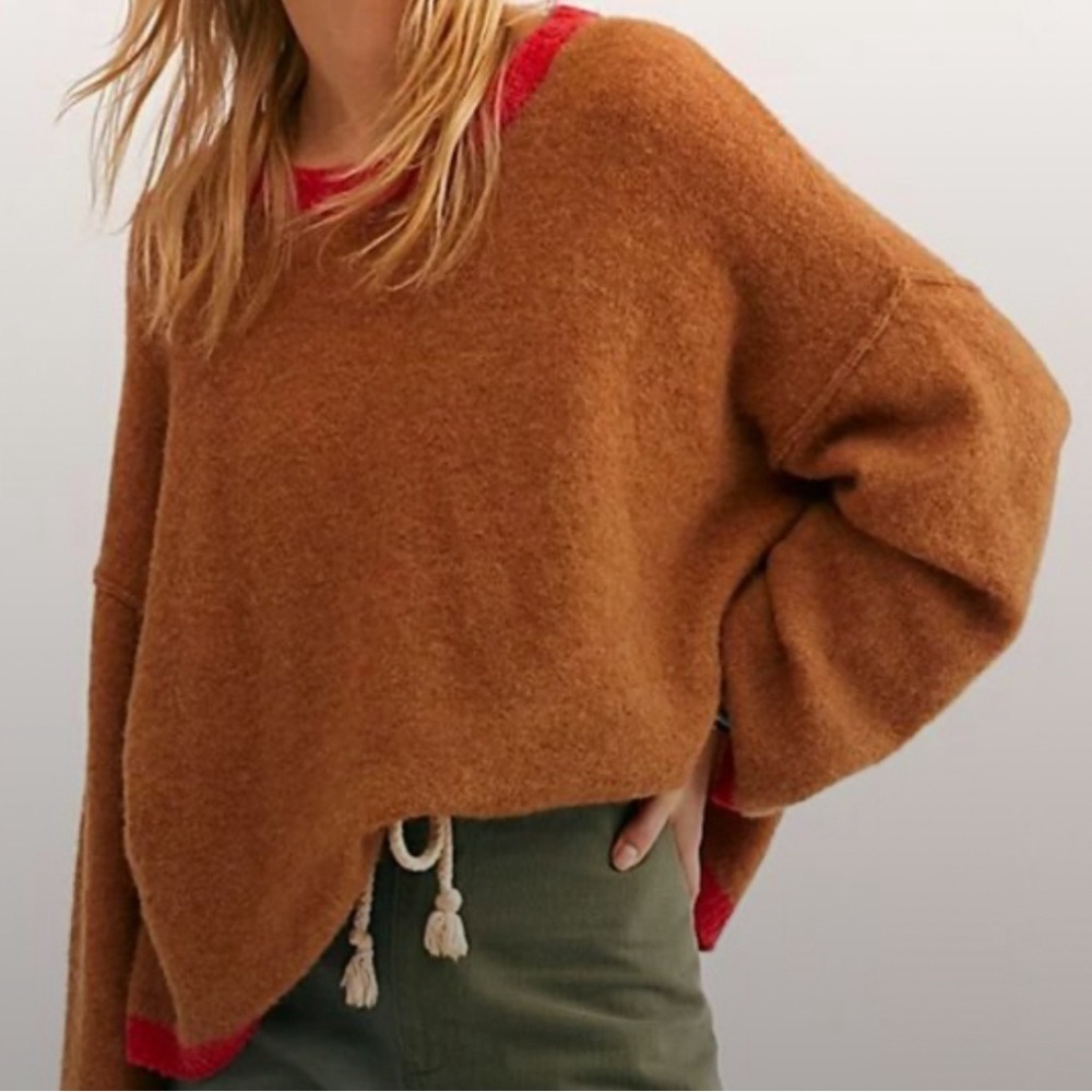 Free People Alpaca and Wool Brown Cropped Sweater Size Small